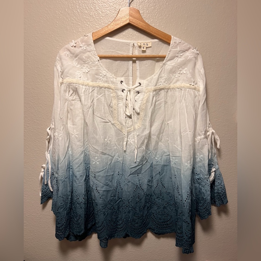 POL | Ombré Peasant Boho Long Sleeve Blouse